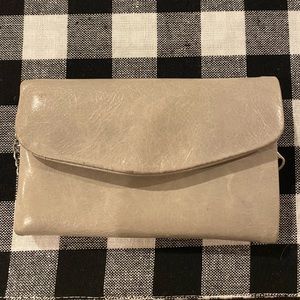 BONE GRAY Leather HOBO wallet with key ring!